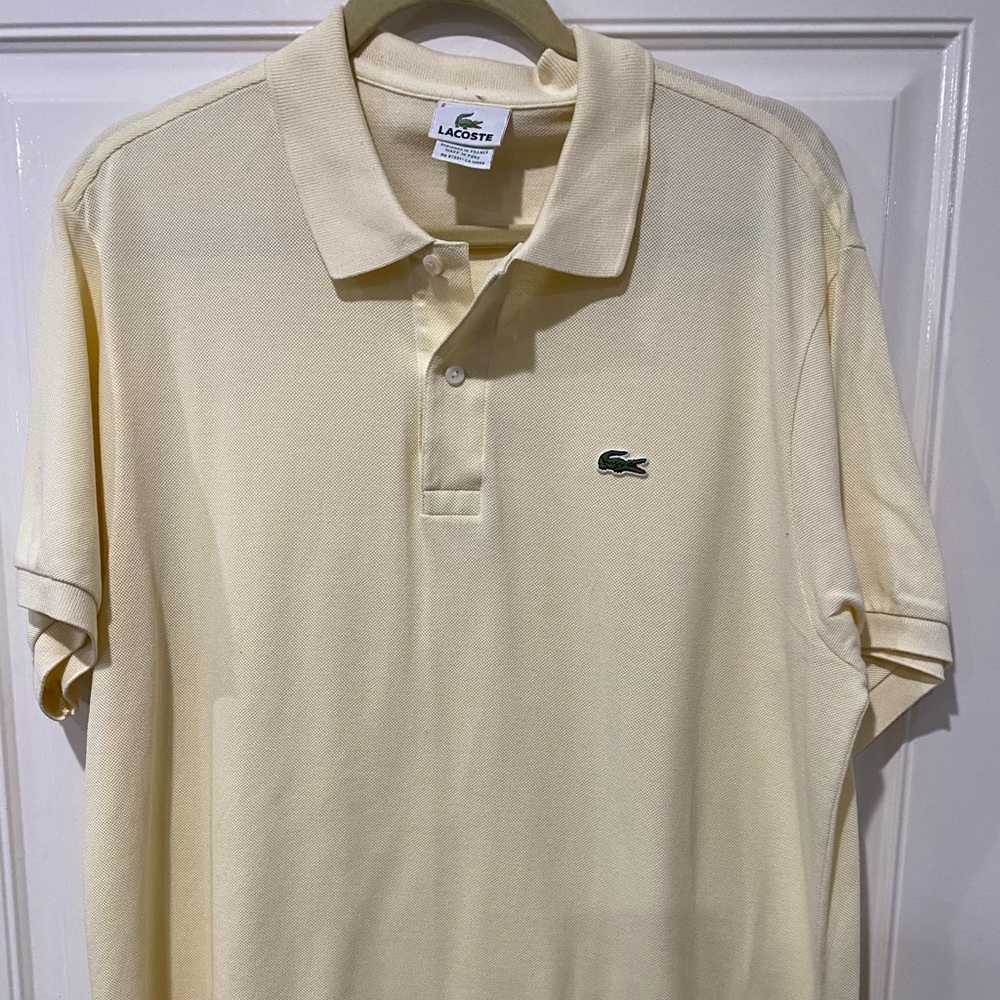 Men’s pale yellow Lacoste 3 button polo